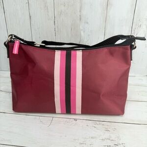 Victoria's Secret Red and Pink Striped Crossbody Shoulder Bag Adjustable Strap